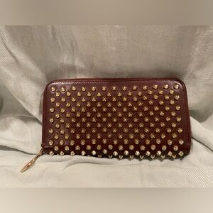Christian Louboutin Brown Zippy Wallet, gold colored hardware with COA
